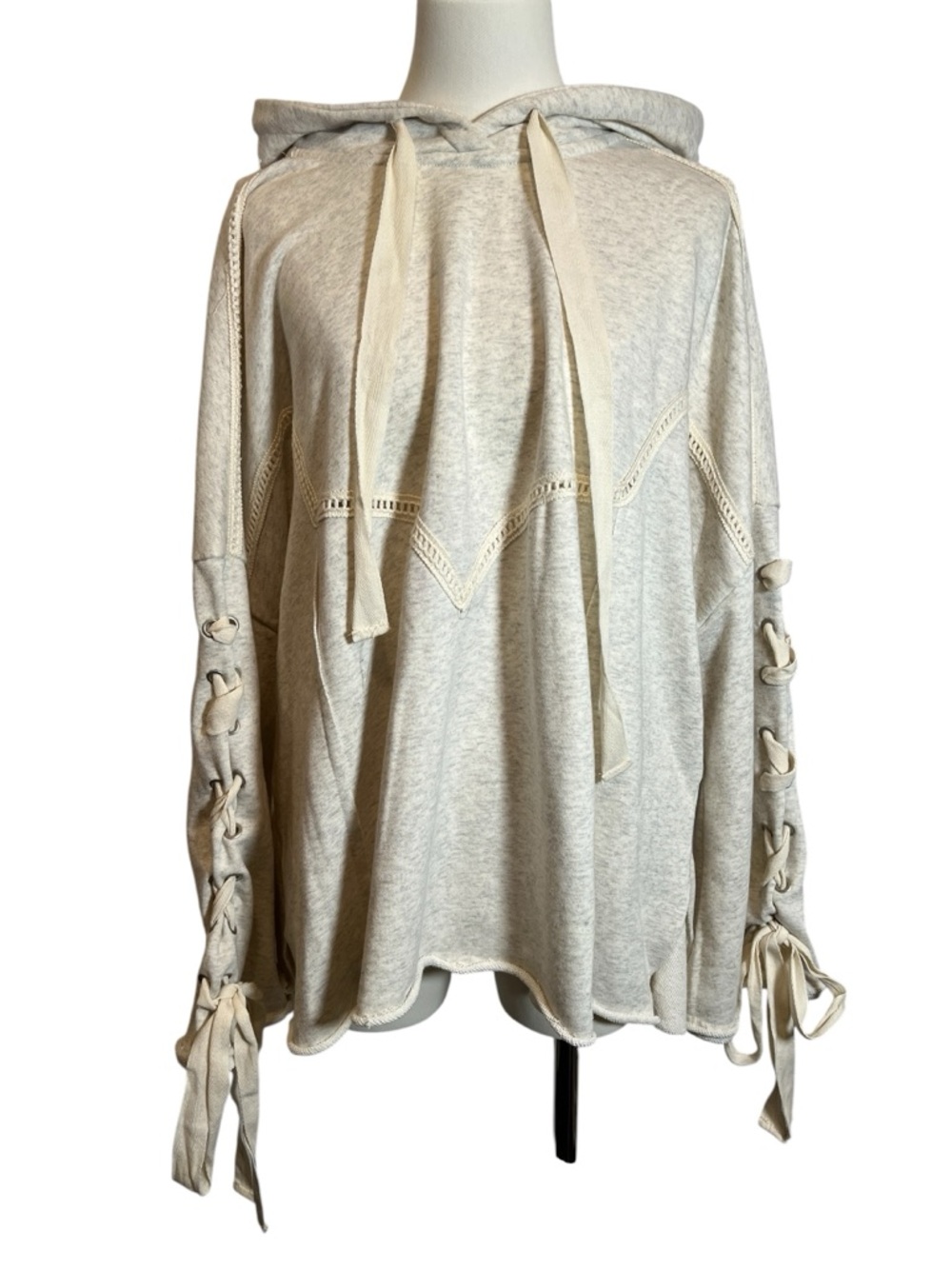 POL Oversized Hoodie Sweatshirt Laced Sleeves Size Small